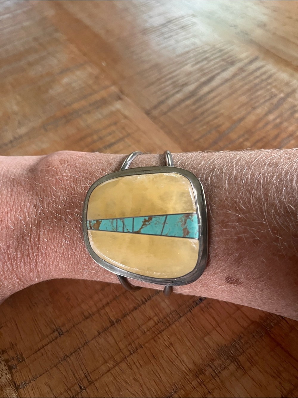 Ellouise Padilla Turquoise & Serpentine Sterling Silver Cuff Bracelet